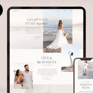 Light and Airy Photography Website Template - Wix Website Template for Photographers, Modern Aesthetic, Minimalist Design - INSTANT DOWNLOAD
