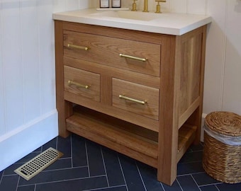 White Oak Bathroom Vanity | Single Sink