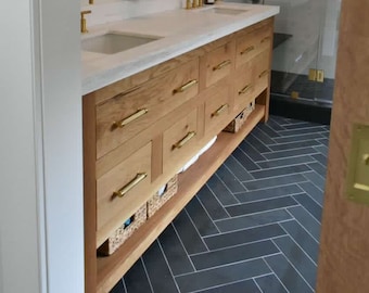 White Oak Bathroom Vanity | Double Sink