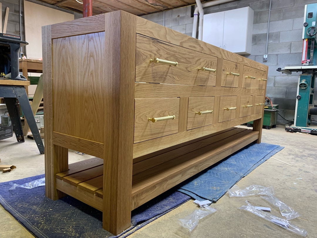 White Oak Bathroom Vanity Double Sink - Etsy