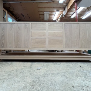 White Oak Bathroom Vanity | Double Sink | Towel Shelf