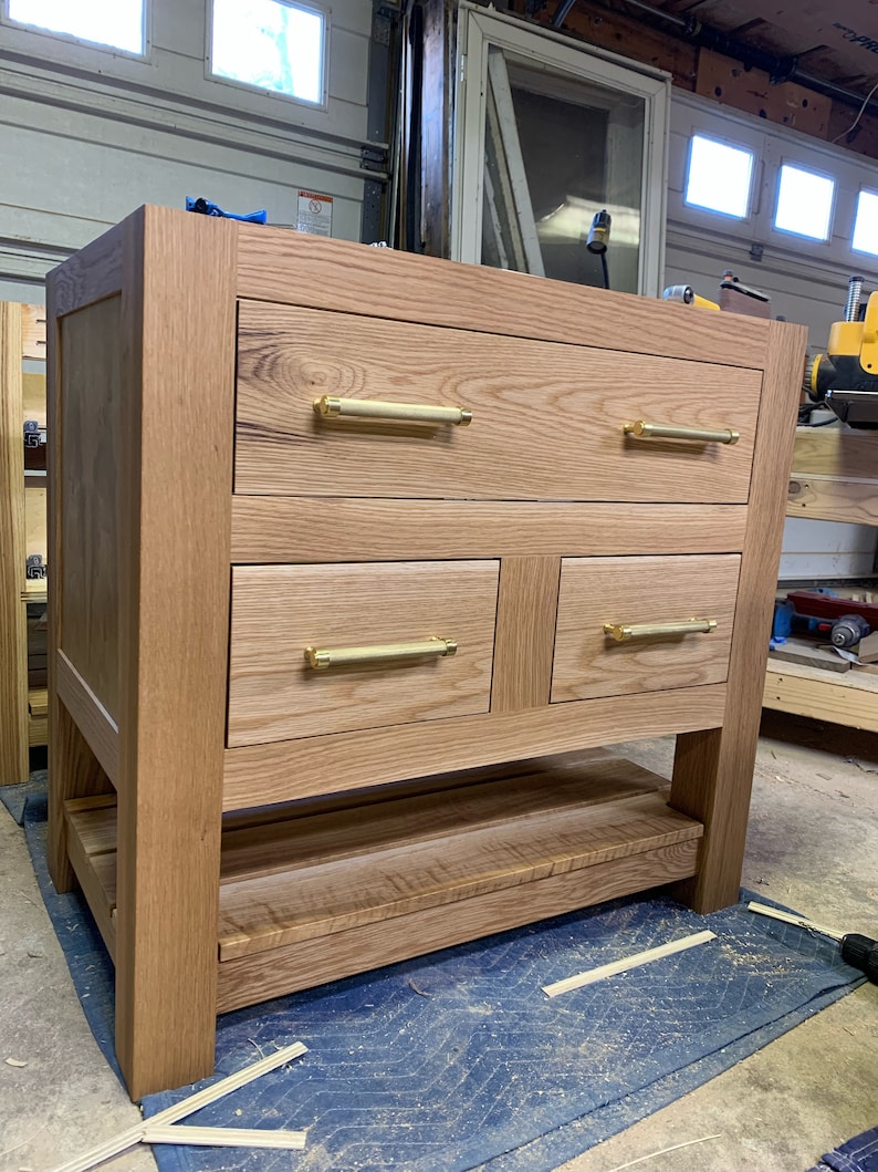 White Oak Bathroom Vanity Single Sink Etsy