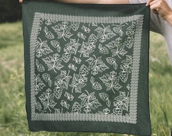 Hoppy Hanky | Screen Printed Hop Pattern Bandana | Craft Beer | Bandana