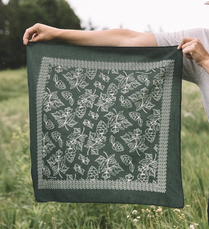 Hoppy Hanky - Screen Printed Hop Pattern Bandana - Craft Beer 