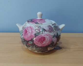 Hermoso azucarero con estampado de rosas rosadas del museo V&A