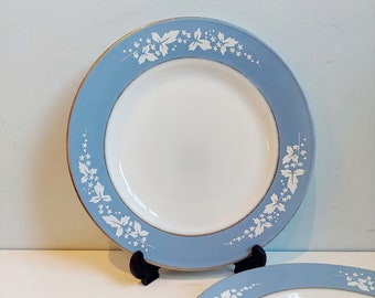 Vintage pair JAJ pyrex azure blue hawthorn bread plates, 8.5 inches made in England 1960s