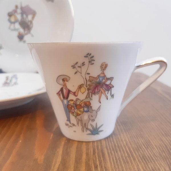 Mid century Winterling Bavaria teacup trio, made in Germany 1950s