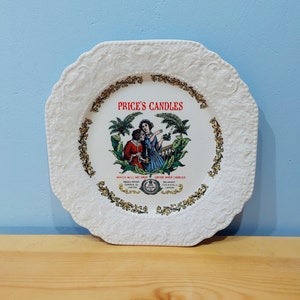 Vintage Lord Nelson pottery &quot;price&#39;s candles&quot; advertising plate, made in England 1978