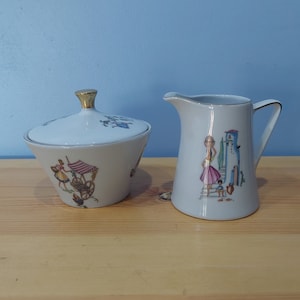 Mid century Winterling Bavaria sugar bowl and milk jug set, porcelain made in Germany