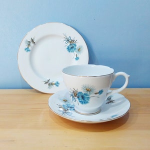 Vintage Springfield pretty teacup trio, bone china made in England
