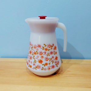 Vintage Arcopal milk glass pitcher, made in France 1960s image 1