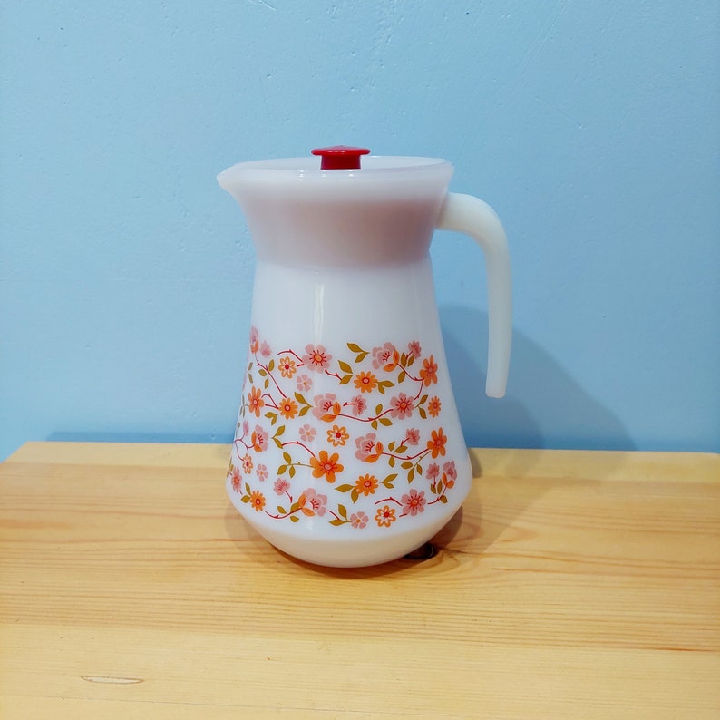 Vintage Arcopal milk glass pitcher, made in France 1960s image 1