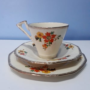 Alfred Meakin marigold tasse à thé et soucoupe trio, fabriqué en Angleterre des années 1930