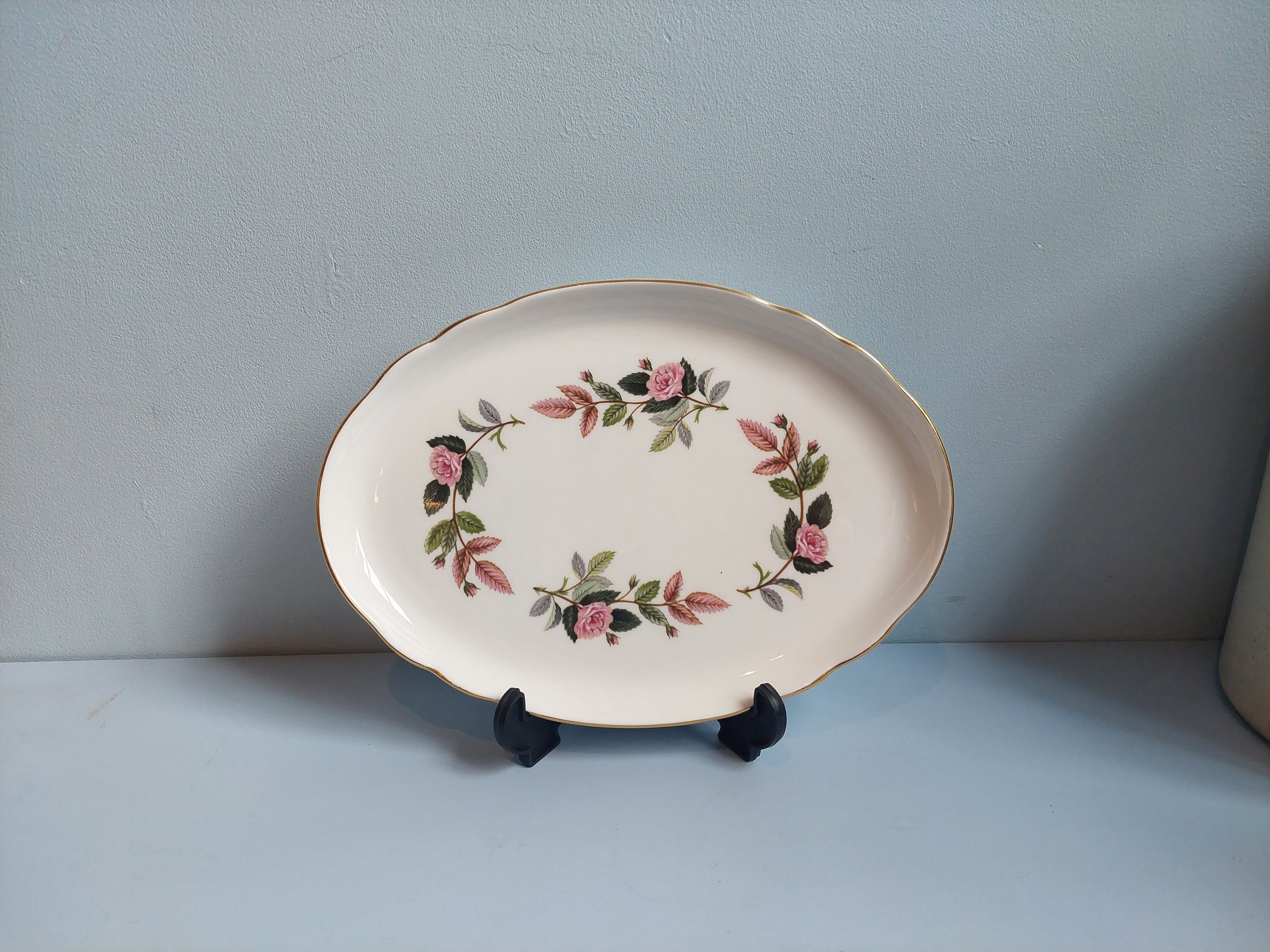 Vintage Wedgwood Hathaway Rose, Oval Tray/dish, Bone China Made in
