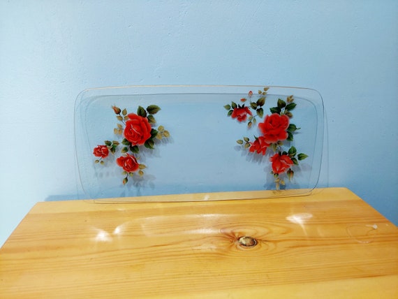 Mid century chance glass rectangular platter/sandwich plate, made in England 1960s