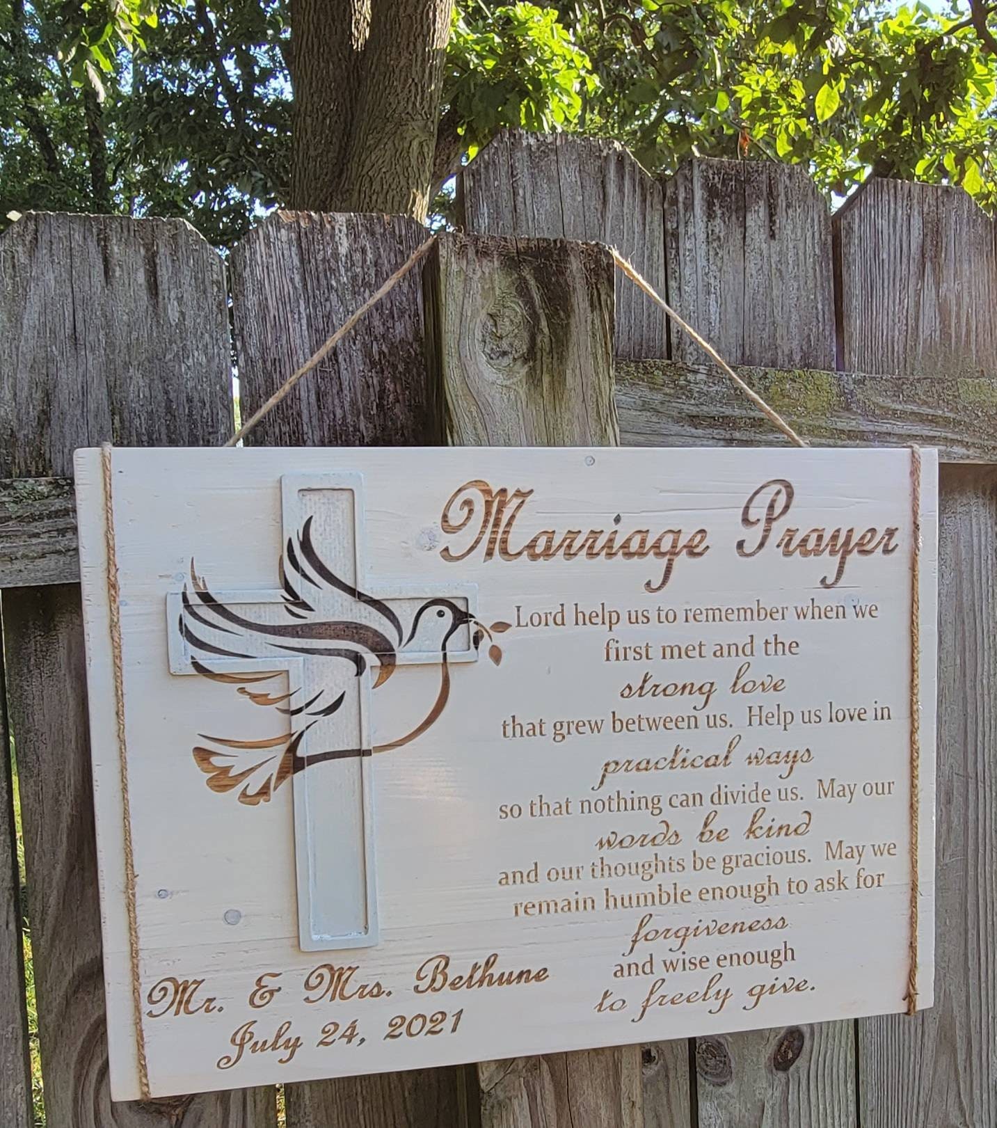 Personalized Hanging Marriage Prayer Plaque Wedding Gift Personalized ...