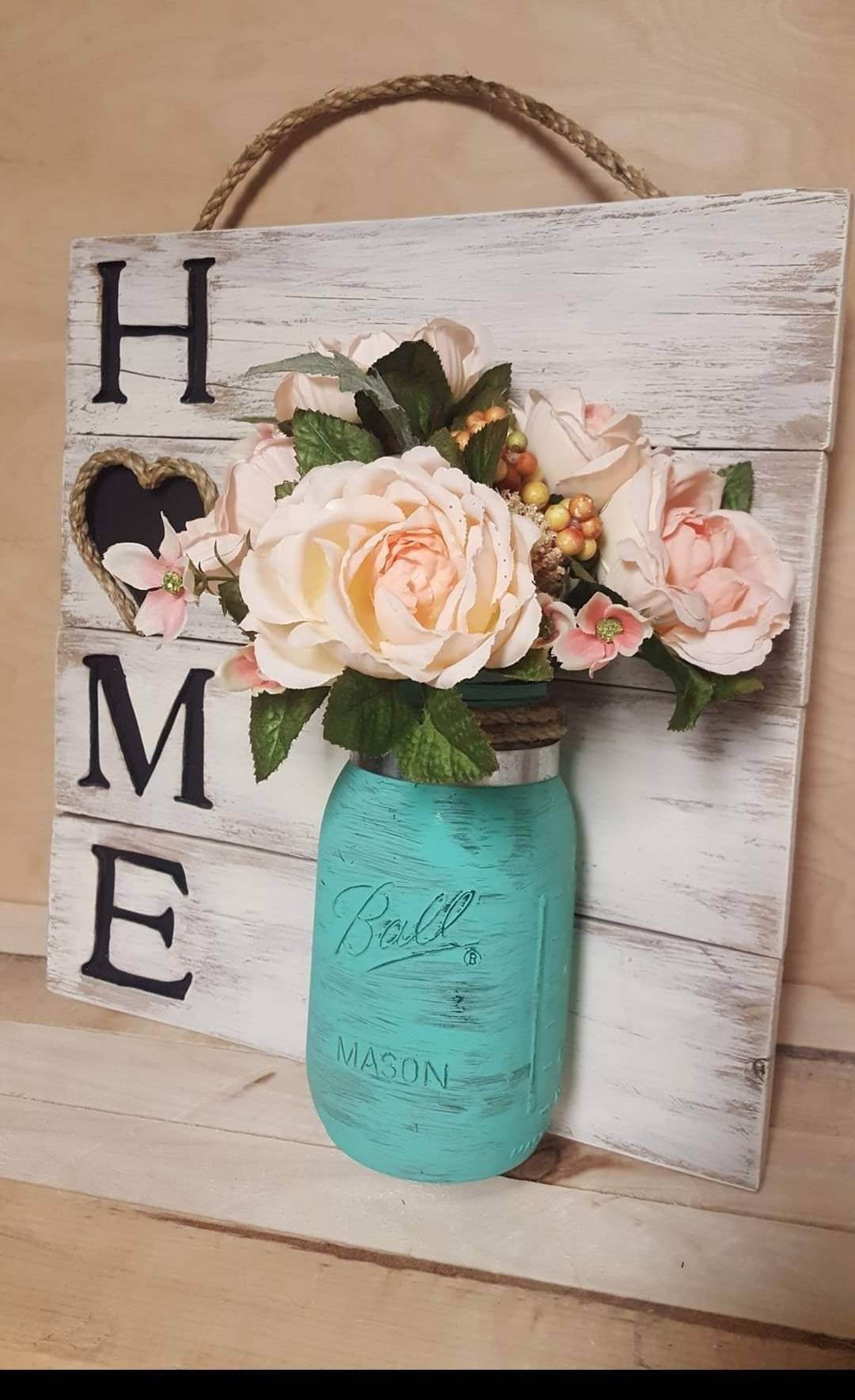 Home Flower Vase Wall Hanging Twine Rustic Elegant Sign Plaque Etsy