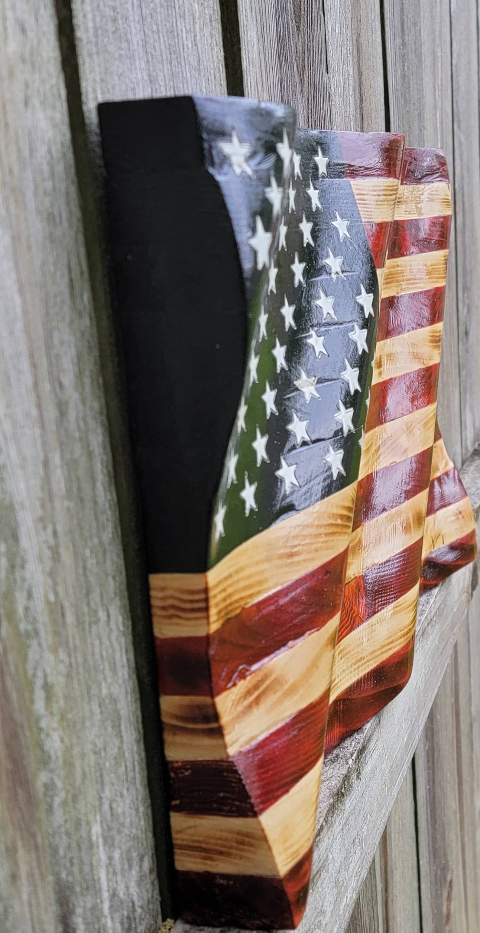 Wavy USA Flag Ripples Wooden Wall Hanging Beautiful Elegant Etsy