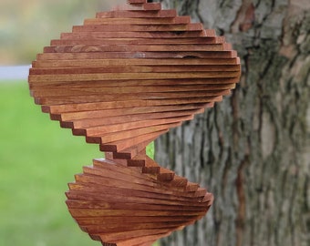 Molinillo de viento de madera para exteriores / Decoración colgante para jardín / Decoración rústica para patio / Molinillo de madera hecho a mano