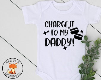 SVG Files, Charge it to Daddy Svg, Baby clothes design, Newborn Baby Girl Outfit, Trendy Baby Outfit, Baby Girl Svg, Funny Baby Girl Design