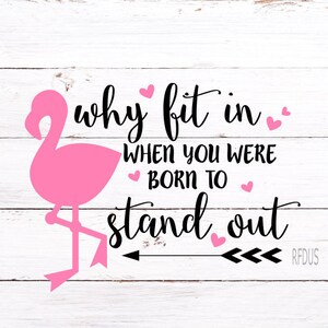 Waarom passen in toen je geboren bent om op te vallen svg, staan hoog en worden fantastische svg, gemakkelijk cricut en cameo snijden bestand, Flamingo svg, baby meisje