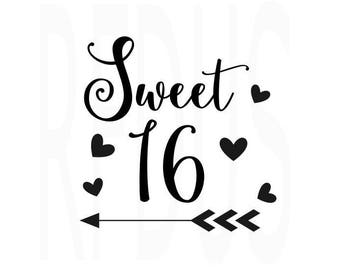 sweet 16 svg etsy