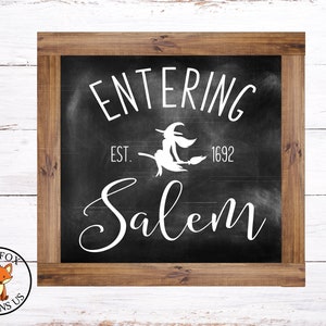 Entrée Salem SVG, Halloween Sign, Broom Parking, Witch Broom svg, Fall Svg, Witch Cat Halloween svg fichier, Automne, Établi en 1963