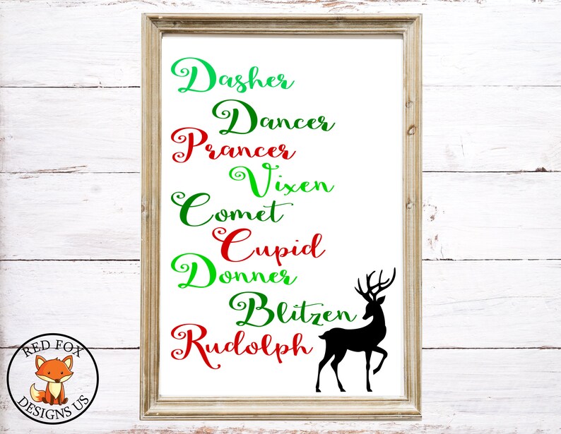 Download Reindeer Names SVG Reindeer List svg Christmas SVG Easy | Etsy