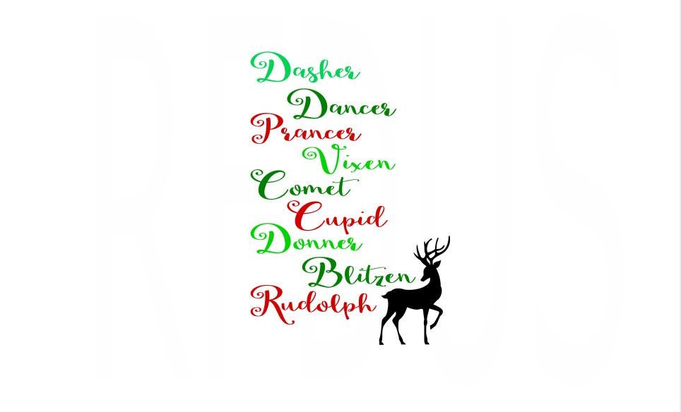 Download Reindeer Names SVG Reindeer List svg Christmas SVG Easy | Etsy