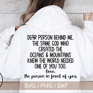 Caro SVG dietro di me, Felpa con cappuccio cristiana SVG, Maglietta cristiana SVG, Citazioni positive SVG, Maglietta posteriore SVG, File di taglio SVG per Cricut