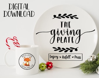 SVG Files - The Giving Plate Svg - Cookies for Santa Svg, Milk For Santa Svg, Thanksgiving svg, Christmas svg, cookie plate, instant file