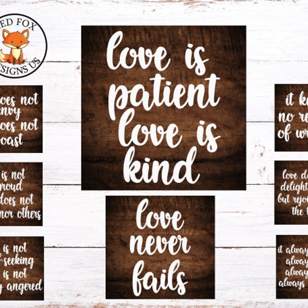 Wedding Aisle Signs SVG - DIY Wedding Signs - love never fails svg-  Walkways Signs- 1 Corinthians 13 svg - Love is patient love is kind svg