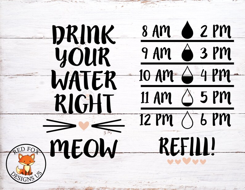 Drink Your Water Right Meow SVG Drink up Buttercup Svg Water Etsy