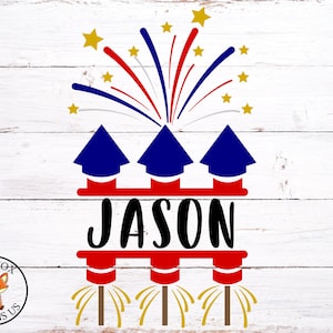 Firework Monogram SVG, Cricut Cutting, Monogram Ready Image, little boy girl monogram svg Monogram Frame, Firework Monogram fourth of July