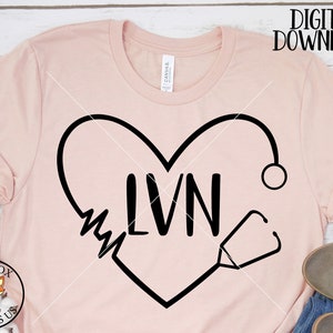 LVN Heartbeat Stethoscope SVG,ekg svg vector Art svg -Commercial Use, Cricut, Silhouette,Cameo, Nurse svg, student Nurse svg, nurse shirt