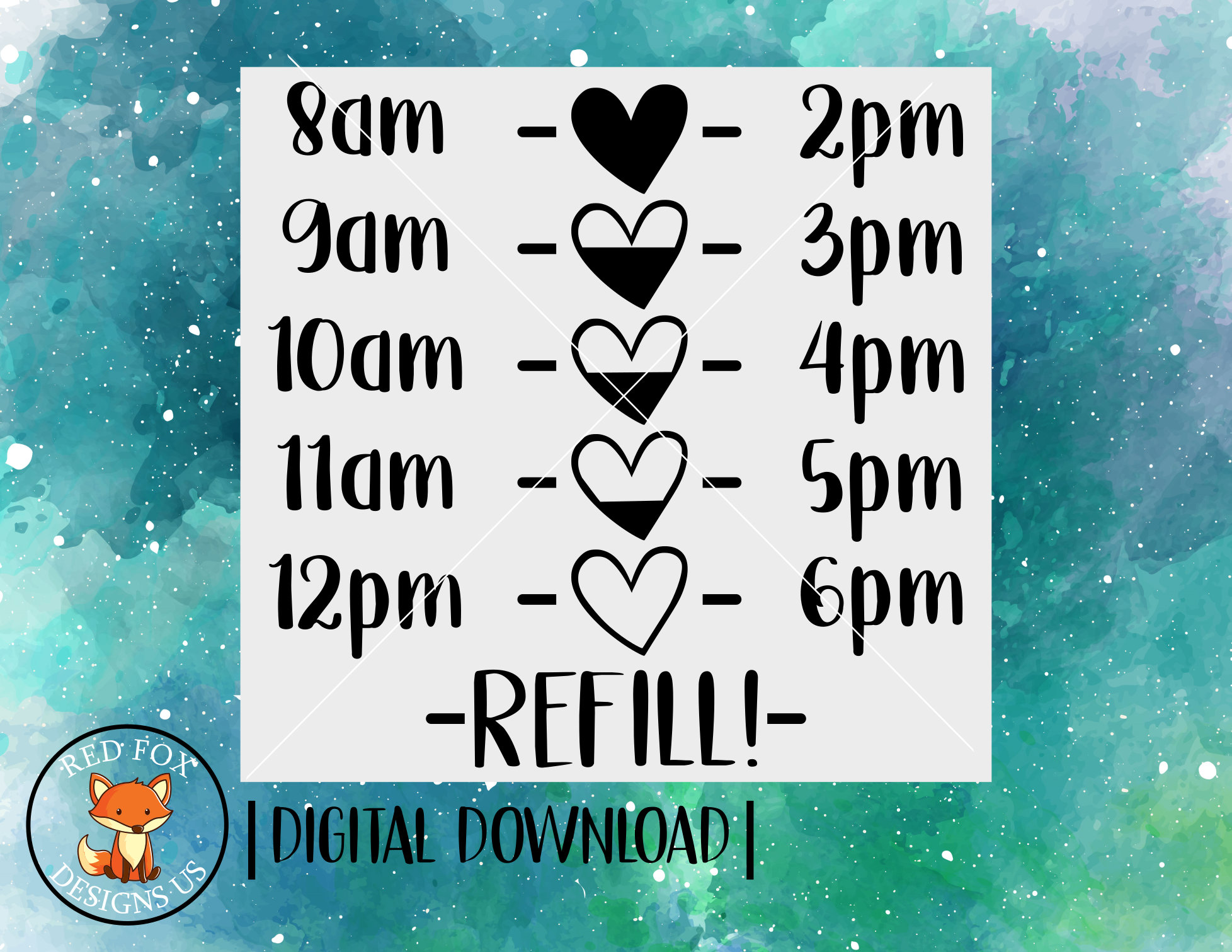Download Svg Files Heart Water Bottle Svg Water Tracker Refill Etsy