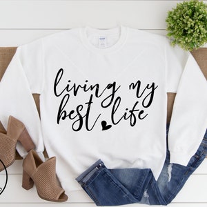 SVG FILES - Living My Best Life svg - Cutting Files - Cuttable Design - Happy Wife Happy Life Svg - Commercieel Gebruik - Instant Download Bestanden