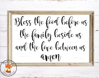 Bénissez la nourriture devant nous la famille à côté de nous et l’amour entre nous SVG, Thanksgiving SVG, fichier de coupe cricut, Bénédiction, signe de bricolage mignon