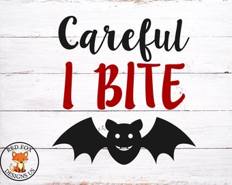 cuidado de morder svg, vampiro murciélago svg, fácil halloween cricut cut file, Harvet svg, Winter svg, otoño svg, camisa de ropa de niña diy, niño