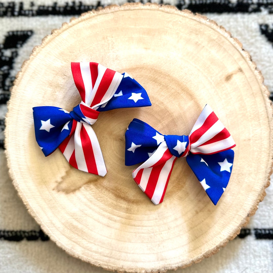 Medium Size Handtied School Girl Bows, Cotton Hair Bows, Linen Hair