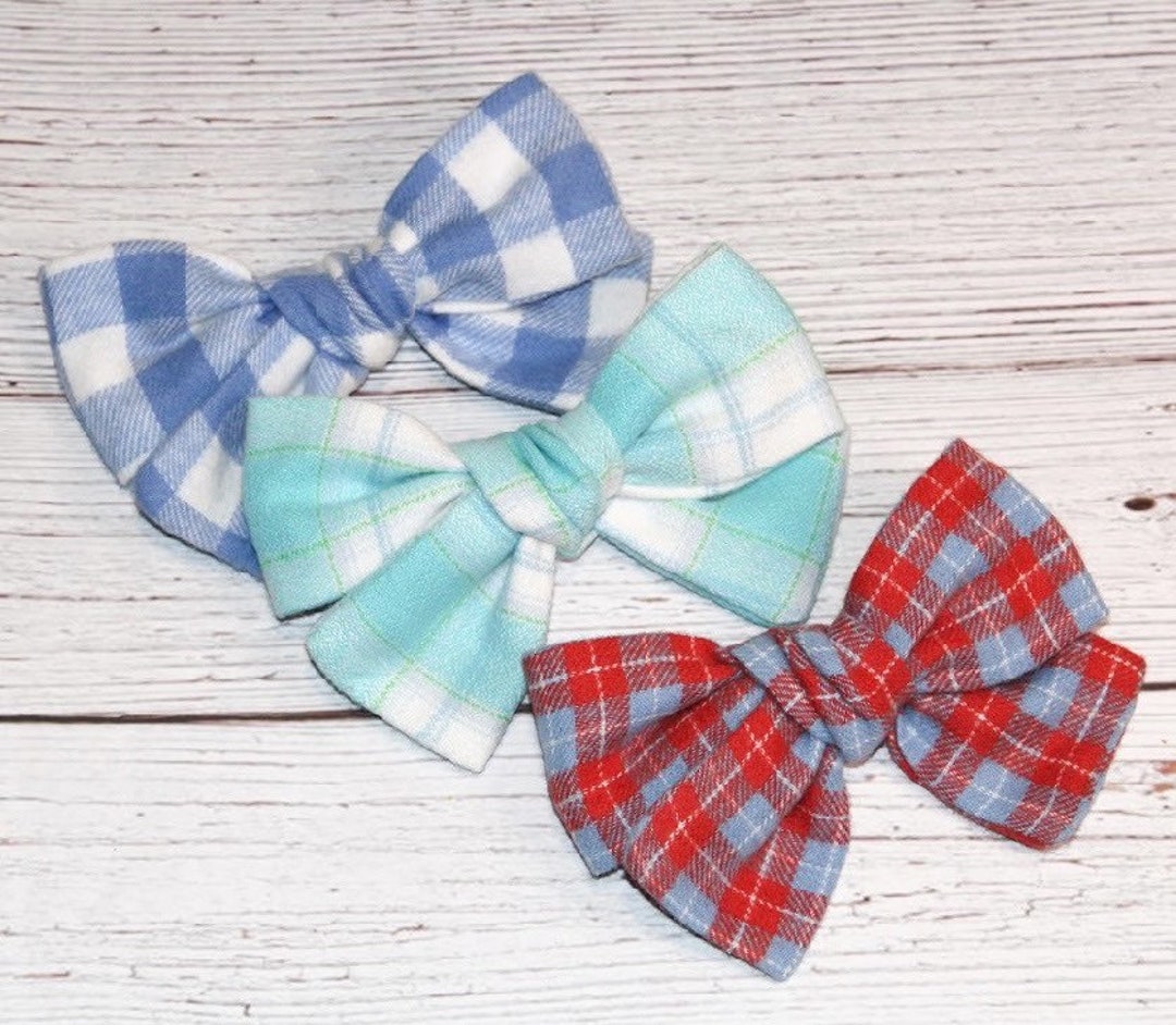 Medium Size Handtied School Girl Bows, Cotton Hair Bows, Classic Hair