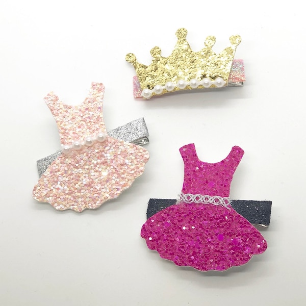 Fiocco per capelli ballerina glitterato, arco per capelli con vestito da balletto glitterato, fiocco per capelli corona, fiocco per capelli corona d'oro, fiocco per capelli principessa, ferma per capelli, fascia per capelli per bambini