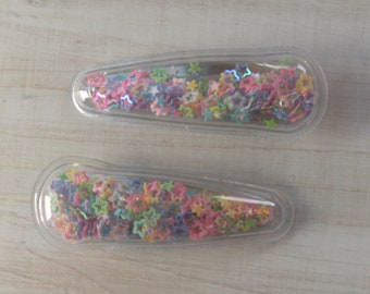 Sequin shaker snap clips, shaker snap clips, rainbow snap clips, snap clips, barrettes, hair clips, school girl, simple, classic