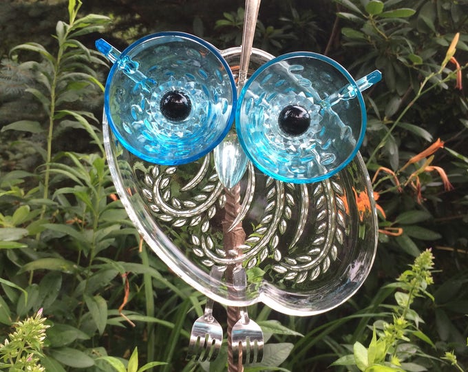 Repurposed Glass Owl Garden Art Suncatcher Etsy