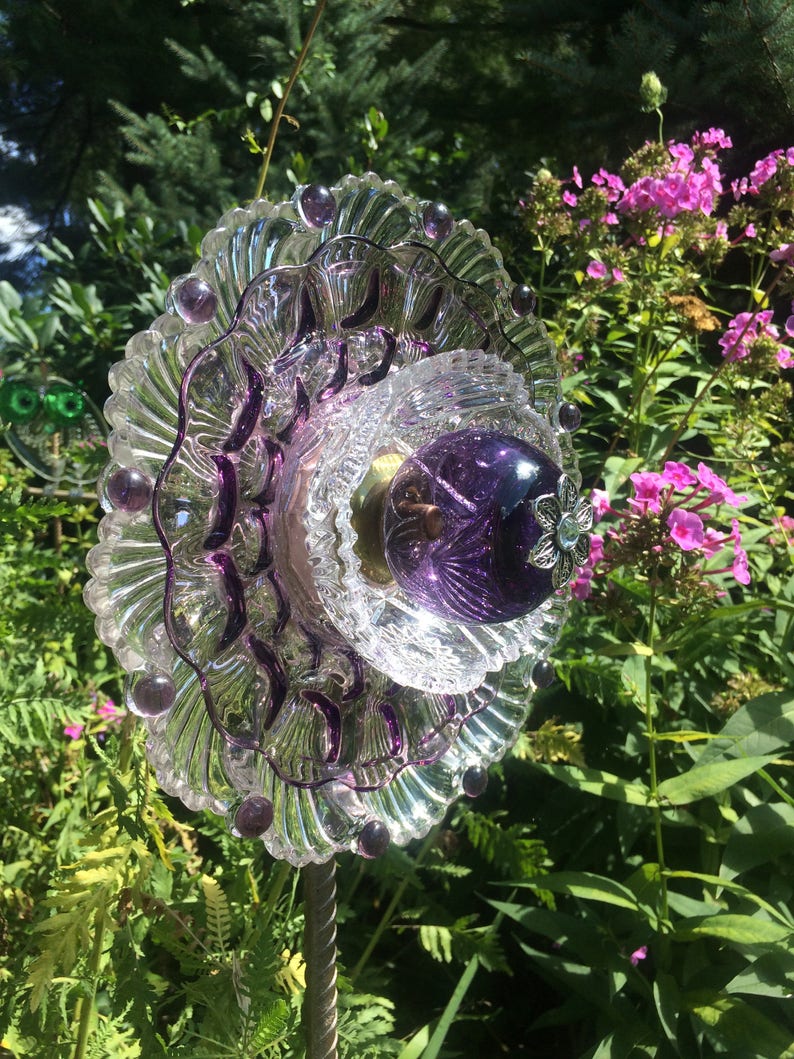 Repurposed Glass Flower/Suncatcher/Wall Decor/Garden Art Etsy
