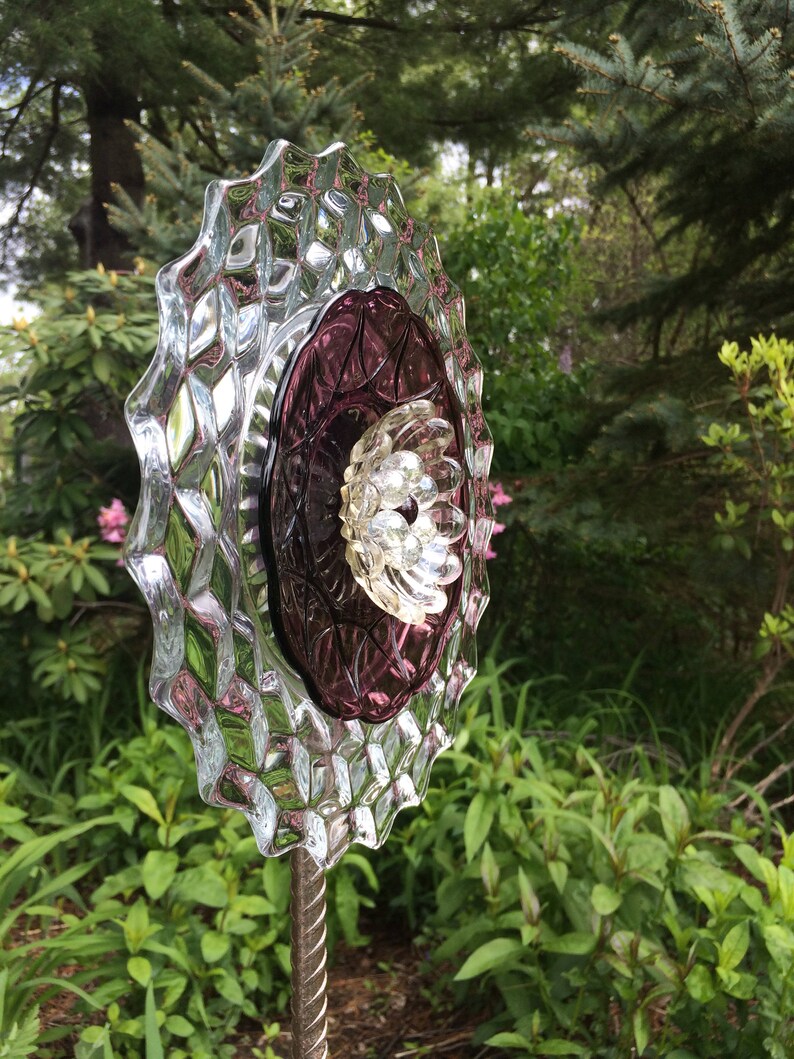Repurposed Glass Flower/Suncatcher/Wall Decor/Garden Art Etsy