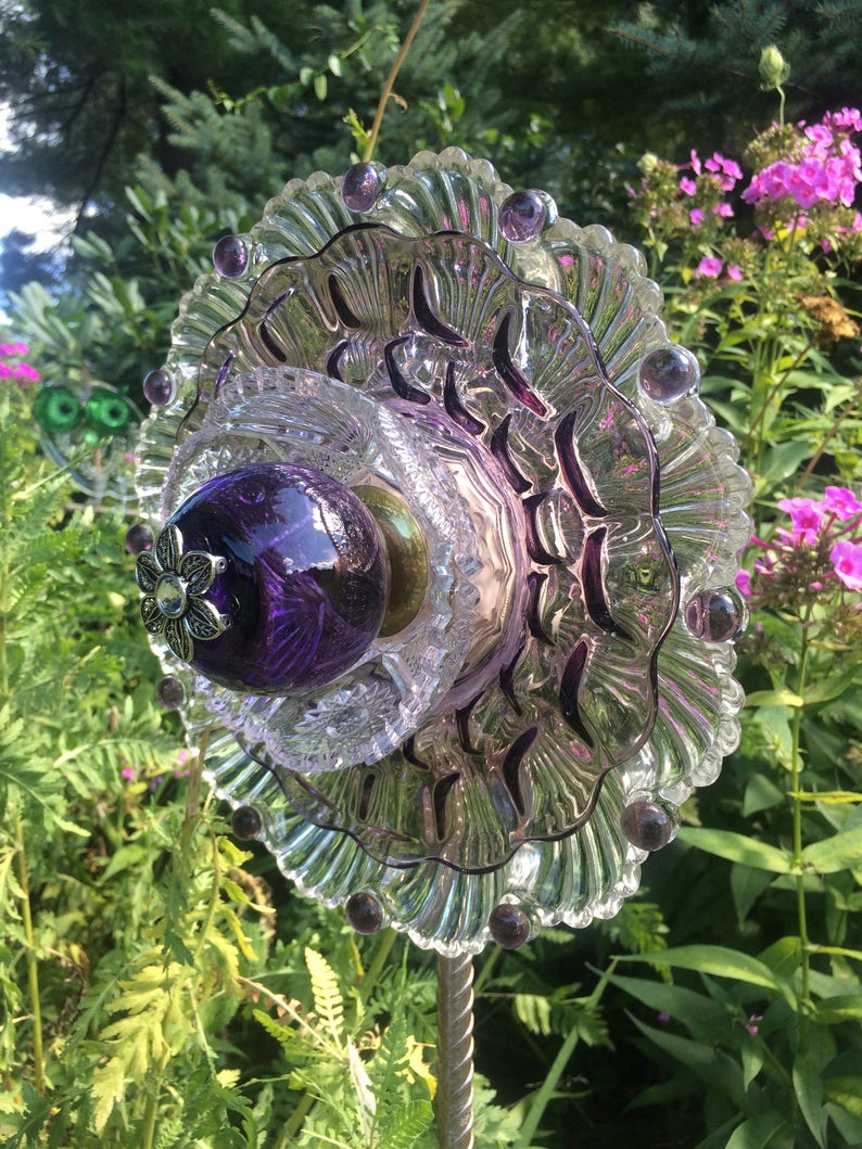 Repurposed Glass Flower/Suncatcher/Wall Decor/Garden Art Etsy