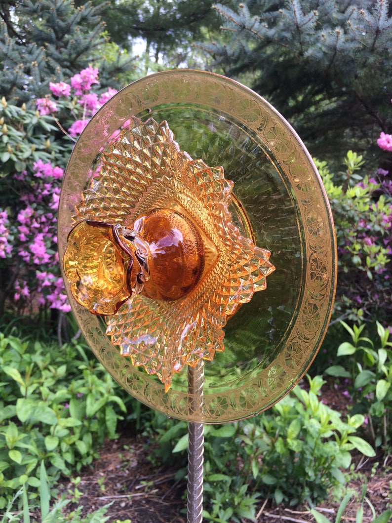 Repurposed Glass Flower/Suncatcher/Wall Decor/Garden Art Etsy