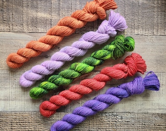 Wildflower Bouquet Mini Lot de 5 - Fil teint à la main - Poids doigté - 4 plis