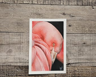 Aquarelle originale de flamant rose